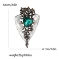 Spilla vintage in lega con grande cristallo verde e strass grigio scuro lucidi - Verde Smeraldo (Base Argento)