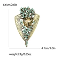 Spilla vintage dorata con gemma marrone e strass verde menta, altezza di 6.6cm - Caffè (Base Oro)