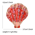 Vintage alloy shell brooch with red pink enamel and rhinestones for women - Pink