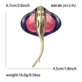 Spilla a forma di razza dorata con smalto rosa e viola e dettaglio occhio rosso - Viola-2412-PU