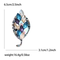 Spilla foglia in lega elegante con cristalli colorati e dettagli misura 6,5x3,1cm - Blu-Mix