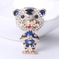 Spilla a forma di tigre con smalto blu e strass scintillanti per maglioni - Blu