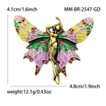 Spilla angelo farfalla alla moda in lega dorata con smalto colorato e strass rosa chiari - Oro (MM-BR-2547-GD)