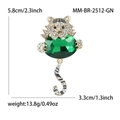 Broche de tigre dorado con diamantes de imitación blancos, gema verde y medidas precisas - Verde (2512-GN)