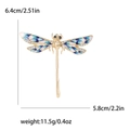 Eleganter goldfarbener Libellen-Anstecker mit blau-weißen Emaille-Flügeln und Strasssteinen - Blau