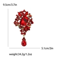 Vintage gouden broche met dieprode marquise kristallen en een waterdruppel hanger - Rood