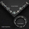 Silbernes Armband mit Abalone-Muschel, geometrischen Anhängern und T-Verschluss - Silber (Silber 0102-SL)