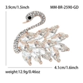 Elegant gold swan brooch with sparkling crystals and rhinestones for women's sweaters - Rose Gold-Gold 2590-GD