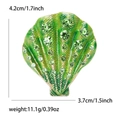 Green shell brooch in vintage alloy with rhinestones, size 4.2cm by 3.7cm specifications - Green