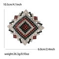 Elegant rhinestone rhombus brooch with red green crystals for women suit coats - Rhombus Tassel Style (MM-BR-2159) / Colorful Gold