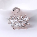 Elegant swan brooch in rose gold with white marquise crystals and sparkling pavé - MM-BR-2590 Gold