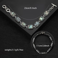 Ethnic bohemian silver bracelet with rectangular colorful abalone shells and dimensions - Silver