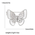 Spilla a farfalla in argento con inserto in madreperla e zirconi, 1,9x1,6 cm - Argento