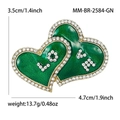 Spilla cuore LOVE in smalto verde con strass e misure dettagliate della taglia - Verde (2584-GN)