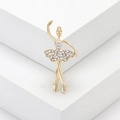 Broche de danseuse ballerine étincelante avec strass sur une base en métal doré - Style Ballerine (MM-BR-2639) / Doré