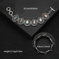 Pulsera de lujo vintage con concha de abulón y tallados plateados con cierre de palanca - Plateado