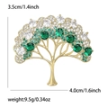 Goldene Lebensbaum Brosche mit smaragdgrünen Steinen und weißen Kristallen 4cm breit - Grün