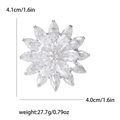 Élégante broche fleur de lotus des neiges multicouche avec zircones 4,1 cm x 4,0 cm argent - Argenté