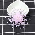 Pink fabric petal flower brooch with faux crystal beads and pearls on heart plate - Pink