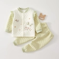 Ensemble pyjama thermique matelassé pour bébé avec imprimé lapin et épaules volantées - 73cm / Vert