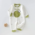 Baby-Strampler aus Baumwolle mit Panda-Druck in Perlweiß und grünem Kontrast - 73 / Grün
