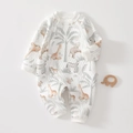 Quilted newborn romper with jungle animal print and snap buttons for warmth - 66cm / Animal Kingdom (76403)