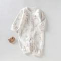 Barboteuse bébé fille manches longues blanche à fleurs roses et dentelle fine - Floral Rose / Taille 66 (3-6 Mois)