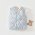 Thickened light blue quilted warm vest for toddlers with wavy gourd pattern and V-neck - Blue / 100cm