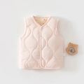 Quilted warm baby vest in light pink featuring V-neck and wave pattern texture - Pink / 100cm