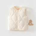 Quilted warm baby vest in cream white with snap buttons and a cozy V-neck design - Off White / 100cm