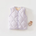 Quilted light purple windproof baby vest with warm padding and snap buttons for winter - Purple / 100cm