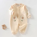 Babyboxpakje van geribd katoen in crèmegeel met konijnenprint en zonnebloemzakken - 73cm / Geel