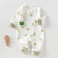 Tutina invernale neonato bianco crema con stampe di rane e chiusura a strappo - Abbigliamento Farfalla Motivo Rana / 52cm