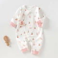 Tutina neonato bianca con stampa coniglietto rosa e chiusura laterale a strappo - Abbigliamento Farfalla Motivo Coniglio / 52cm