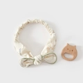 Bandeau élastique en coton pour bébé avec imprimé floral et nœud décoratif - Bandeau Fleurs Et Oiseaux