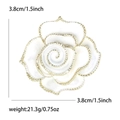 Eleganter weißer Emaille-Kamelien-Anstecker mit Goldperlenrand, Größe 3,8 cm, 21,3 g - Weiß