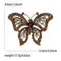 Elegante broche de mariposa dorada con diamantes ámbar, medidas 4,0 cm por 5,5 cm - Marrón