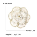 Broche camélia en émail exquis avec perles et bordure dorée, épingle fleurie 4,7cm - Blanc