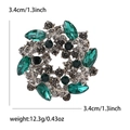 Broche fleur rétro en verre émeraude avec strass sur alliage d'argent vieilli - Vert 2690-GN