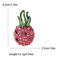 Broche fruit du dragon avec strass roses et feuilles vertes avec dimensions - Rose (Or KC)
