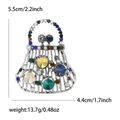 Spilla borsa vintage con strass colorati in lega d'argento, altezza 5,5 cm - Argento Antico