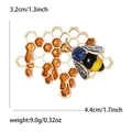 Golden honeycomb and bee brooch with blue crystal and enamel finish, 3.2cm by 4.4cm - Blue Rhinestone (MM-BR-2729)