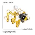 Detailed size view of the gold honeybee brooch with pearl and dimensions 3.2cm x 4.4cm - Black Rhinestone (MM-BR-2729)