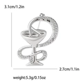 Silver enamel bowl of hygieia snake brooch with size measurements for medical uniforms - Silver