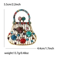 Spilla a borsa vintage dorata con strass colorati e indicazione misura 5,5 cm - Oro Antico