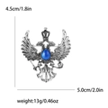 Detaillierte Maße der silbernen Doppelkopf-Adler-Brosche mit blauem Edelstein - Blauer Stein Stil / Antiksilber