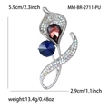 Eleganter Orchideen-Kristallbrosche mit rotem Tropfen und blauen Zirkonsteinen - Lila (MM-BR-2711-PU)