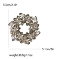 Luxury baroque silver crystal flower wreath brooch with grey rhinestones, 5.3cm size - Gray