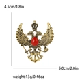 Edle goldene Doppeladler-Brosche mit Krone und rotem Stein für Anzug und Mantel - Antikgold