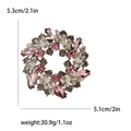 Baroque pink and smoky grey crystal wreath brooch with silver finish and dimensions - Purple